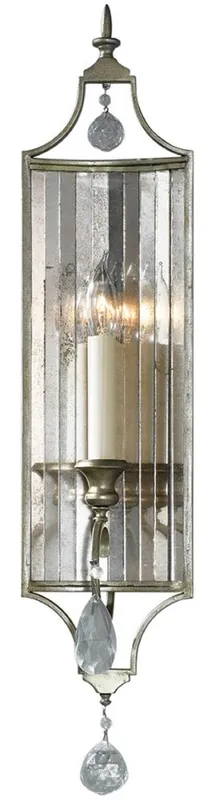 Casa Padrino Barock Kristall Wandleuchte Silber / Gold 14 x 11,4 x H. 66 cm - Elegante Wandlampe im Barockstil - Barock Möbel Top-Preis