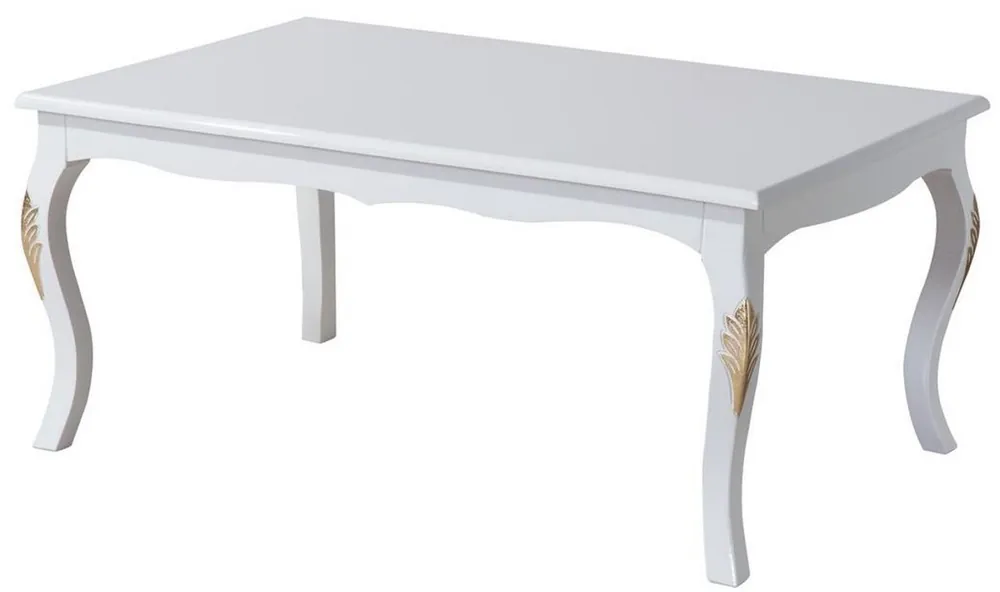 Mega-Angebot Casa Padrino Luxus Barock Couchtisch Weiß / Gold 110 x 77 x H. 45 cm - Massivholz Wohnzimmertisch im Barockstil - Barock Möbel