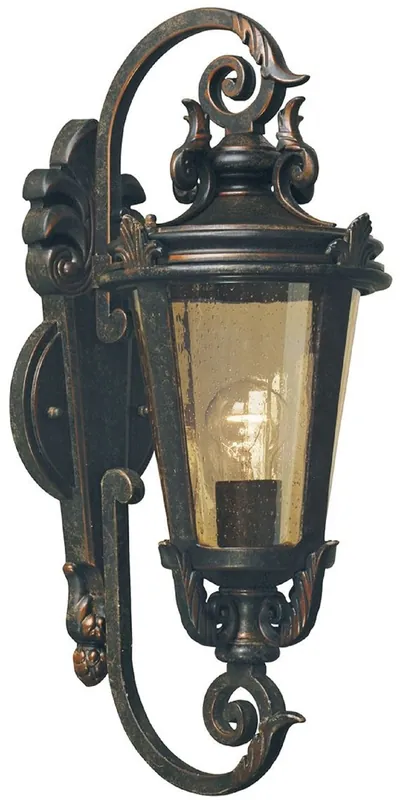 Casa Padrino Barock Außenwandleuchte Antik Schwarz / Bronze / Bernsteinfarben 22,5 x 22 x H. 55 cm - Nostalgische Balkon Garten Terrassen Außenleuchte - Nostalgische Außenleuchten Wochenendangebot