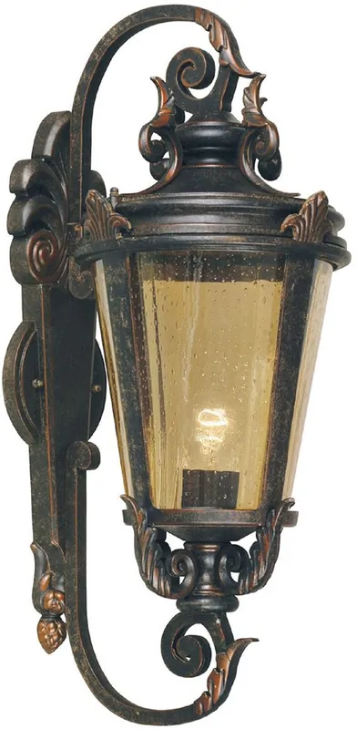 Begrenztes Angebot Casa Padrino Barock Außenwandleuchte Antik Schwarz / Bronze / Bernsteinfarben 30 x 35 x H. 69 cm - Nostalgische Balkon Garten Terrassen Außenleuchte - Nostalgische Außenleuchten