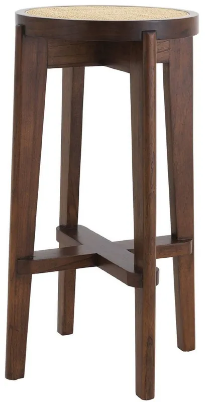 Casa Padrino Luxus Barhocker Braun / Naturfarben Ø 44 x H. 76,5 cm - Runder Massivholz Barstuhl - Bar Möbel Bestpreis