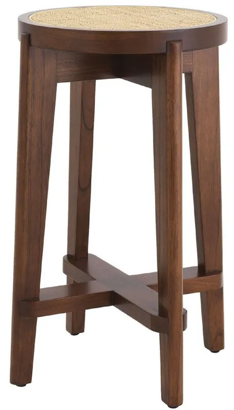 Super-Preis Casa Padrino Luxus Barhocker Braun / Naturfarben Ø 44 x H. 67 cm - Runder Massivholz Barstuhl - Bar Möbel