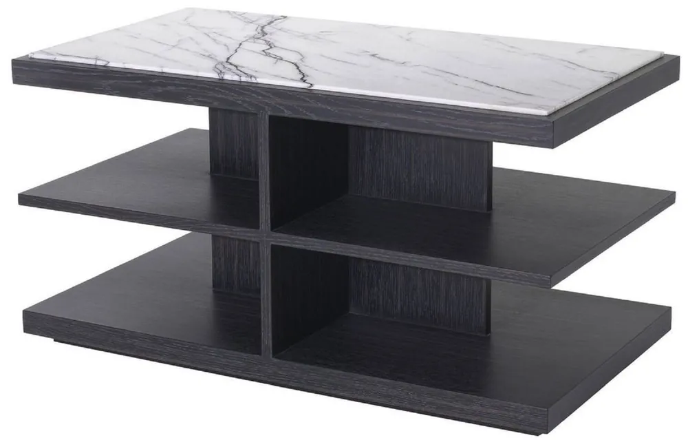 Casa Padrino Luxus Beistelltisch Weiß / Lila / Anthrazitgrau 92 x 50 x H. 48 cm - Massivholz Tisch mit Marmorplatte - Wohnzimmer Möbel - Luxus Möbel Jetzt Bestellen
