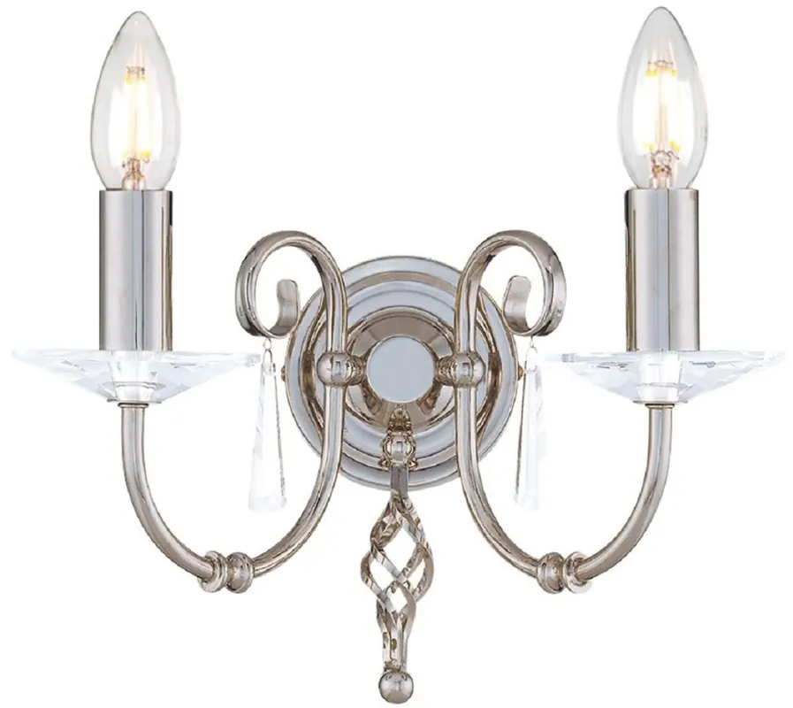 Casa Padrino Barock Doppel Wandleuchte Silber 32 x 17,5 x H. 22 cm - Elegante Wohnzimmer Wandlampe - Wandleuchten im Barockstil Solange Der Vorrat Reicht