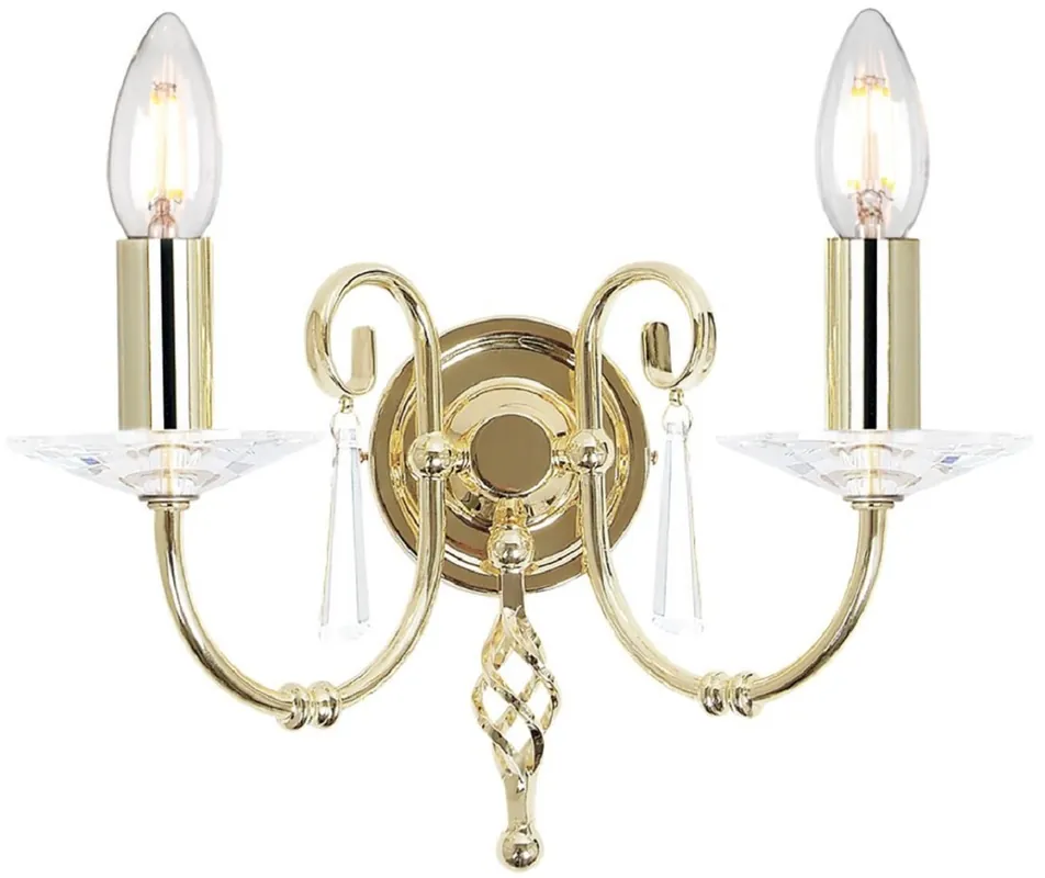 Casa Padrino Barock Doppel Wandleuchte Messing 32 x 17,5 x H. 22 cm - Elegante Wohnzimmer Wandlampe - Wandleuchten im Barockstil Sonderaktion