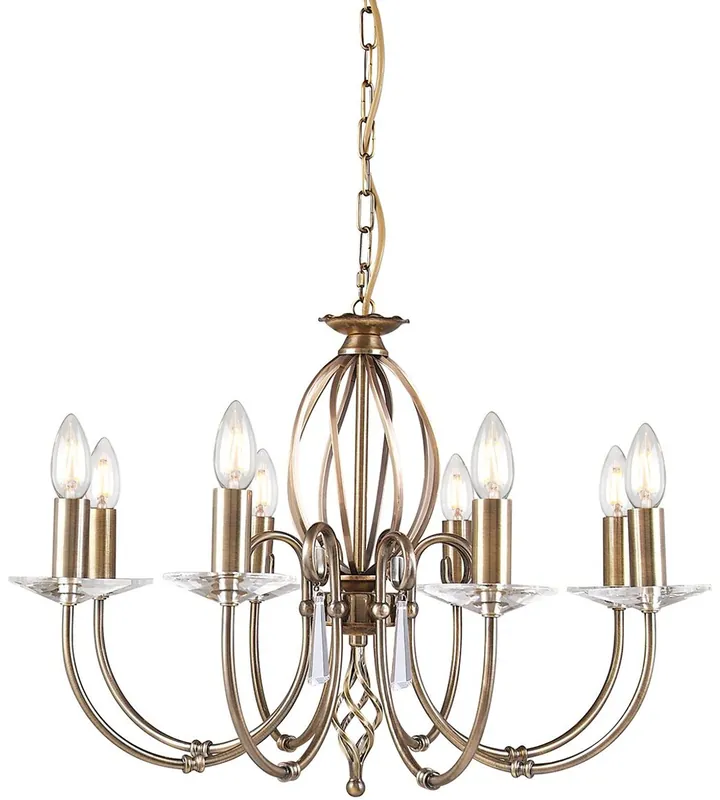 Casa Padrino Barock Kronleuchter Antik Messing Ø 65 x H. 46 cm - Elegante Wohnzimmer Kronleuchter - Kronleuchter im Barockstil Highlight