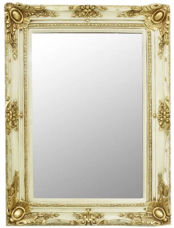Markenprodukt Casa Padrino Barock Spiegel Creme / Gold 90 x 10 x H. 120 cm - Handgefertigter Wandspiegel im Barockstil - Garderoben Spiegel - Wohnzimmer Spiegel - Barock Möbel