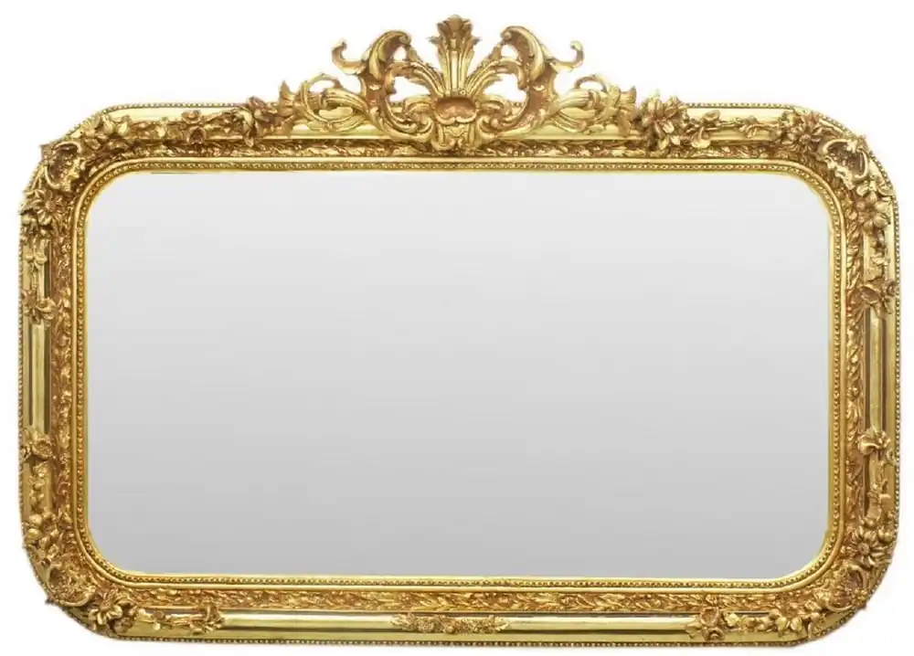 Billig Casa Padrino Barock Spiegel Gold 140 x H. 95 cm - Handgefertigter Antik Stil Wandspiegel - Garderoben Spiegel - Wohnzimmer Spiegel - Barock Möbel