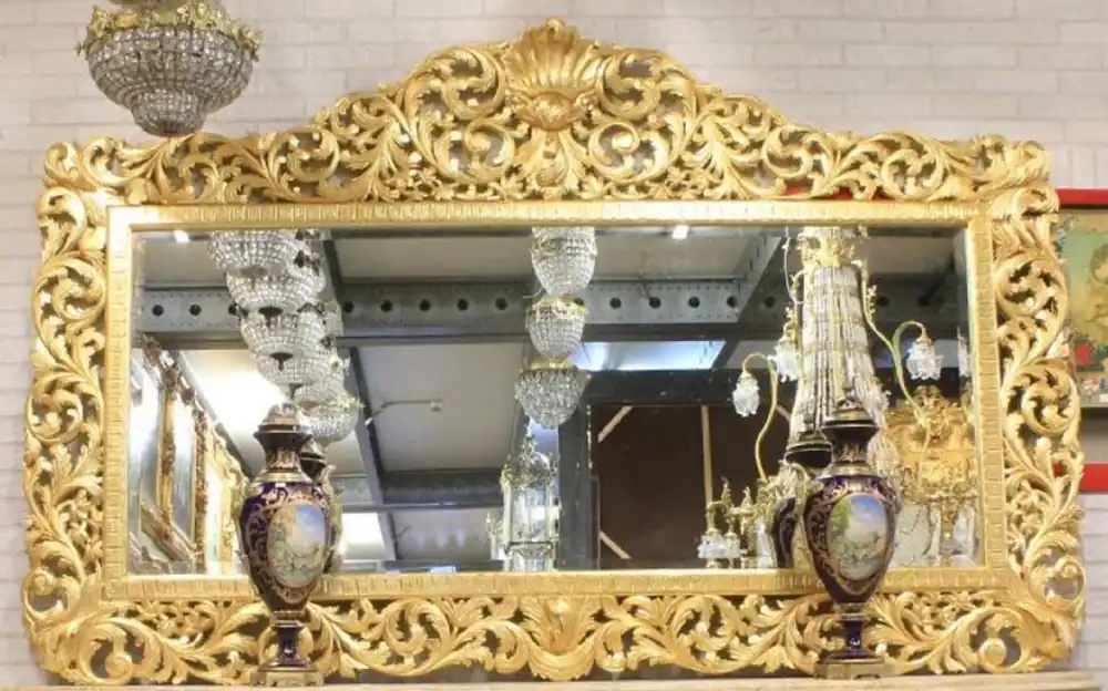 Casa Padrino Barock Spiegel Gold 210 x H. 150 cm - Riesiger handgefertigter Antik Stil Wandspiegel - Prunkvolle Barock Möbel Finale Aktion