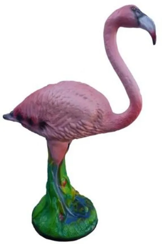 Casa Padrino Dekofigur Flamingo Rosa / Mehrfarbig H. 80 cm - Wetterbeständige Deko Skulptur - Wohnzimmer Deko - Garten Deko - Deko Tierfigur Bestpreis