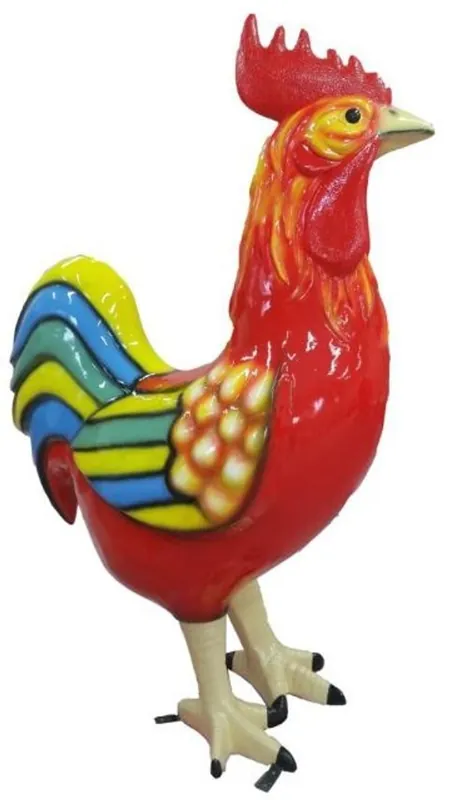Casa Padrino Gartendekofigur Hahn Rot / Mehrfarbig H. 180 cm - Riesige wetterbeständige Deko Skulptur - Garten Deko Skulptur - Deko Tierfigur Mega-Angebot