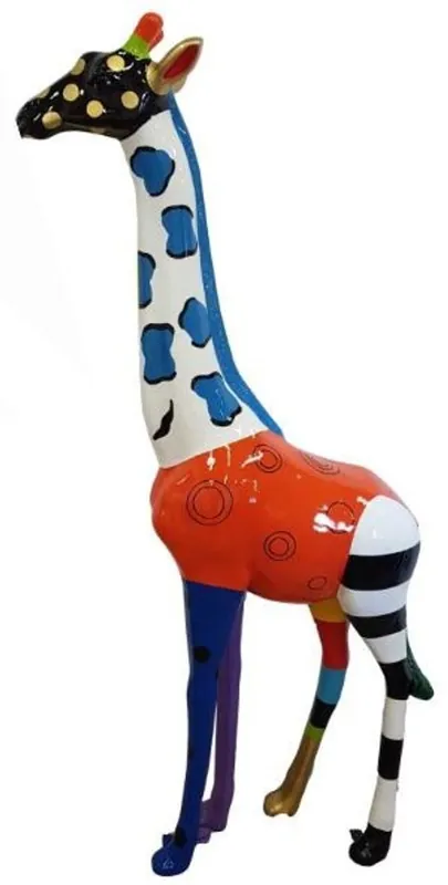 Finale Aktion Casa Padrino Designer Deko Giraffe Bunt H. 205 cm - Riesige Dekofigur - Gartendeko Skulptur - Wetterbeständige Gartenfigur