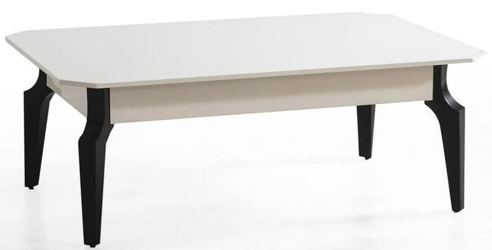 Sonderangebot Casa Padrino Luxus Art Deco Couchtisch Weiß / Schwarz 110 x 70 x H. 42 cm - Edler Massivholz Wohnzimmertisch - Wohnzimmer Möbel