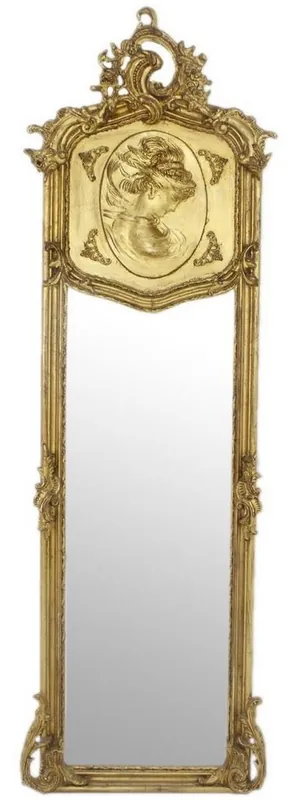 Nur Heute Casa Padrino Barock Spiegel Antik Gold 55 x H. 175 cm - Handgefertigter Antik Stil Wandspiegel - Ganzkörperspiegel - Garderoben Spiegel - Wohnzimmer Spiegel - Barock Möbel