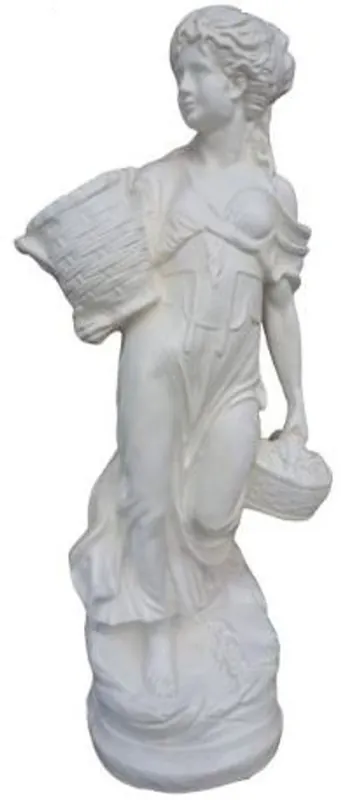 Geprüft Casa Padrino Jugendstil Skulptur Frau mit Körben Weiß H. 135 cm - Wetterbeständige Garten & Terrassen Dekofigur - Barock & Jugendstil Gartendeko Accessoires