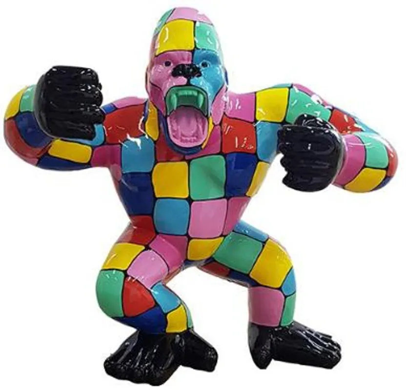 Casa Padrino Designer Deko Skulptur Gorilla Affe Mehrfarbig / Schwarz 125 x 60 x H. 102 cm - Wetterbeständige Dekofigur Sichere Zahlung