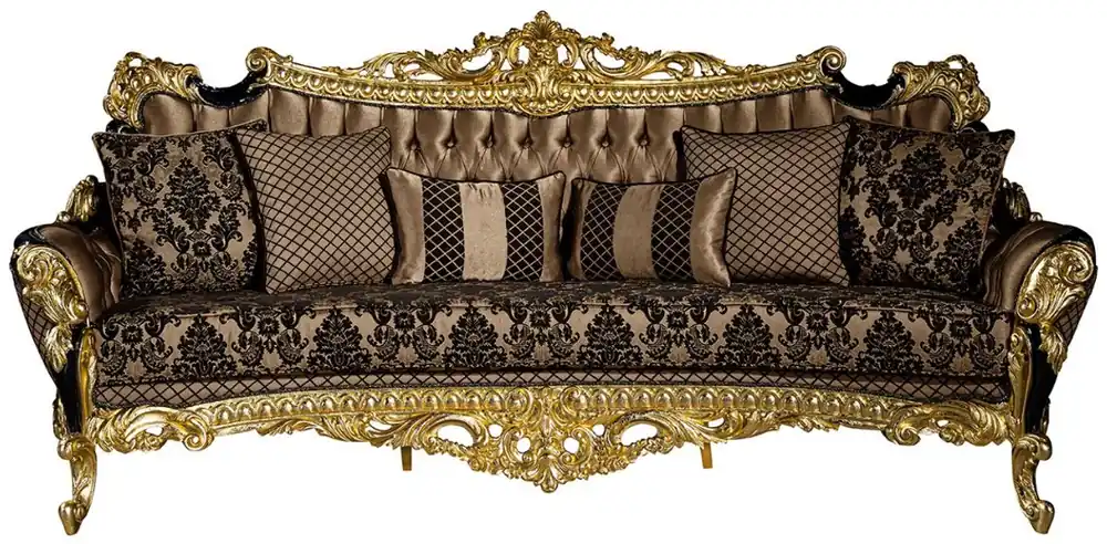 Beliebt Casa Padrino Luxus Barock Sofa Braun / Schwarz / Gold 260 x 110 x H. 117 cm - Prunkvolles Wohnzimmer Sofa mit dekorativen Kissen - Edle Barock Möbel