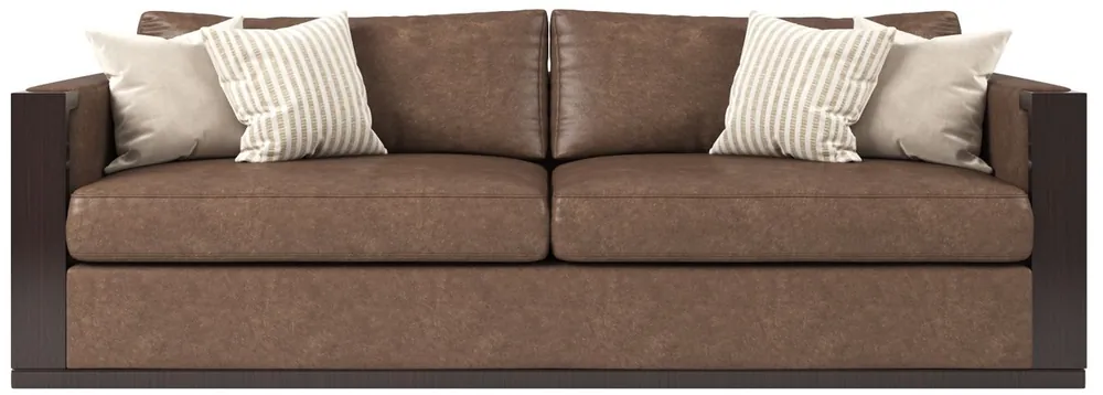 Casa Padrino Luxus Art Deco Leder Sofa Braun / Dunkelbraun Hochglanz / Gold 245 x 95 x H. 75 cm - Edles Wohnzimmer Sofa - Luxus Qualität Schneller Versand