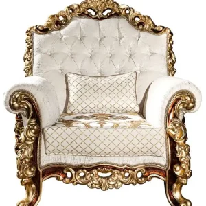 Neue Ware Casa Padrino Luxus Barock Sessel Weiß / Gold / Braun / Gold 78 x 75 x H. 120 cm - Prunkvoller Wohnzimmer Sessel mit dekorativem Kissen - Barock Möbel