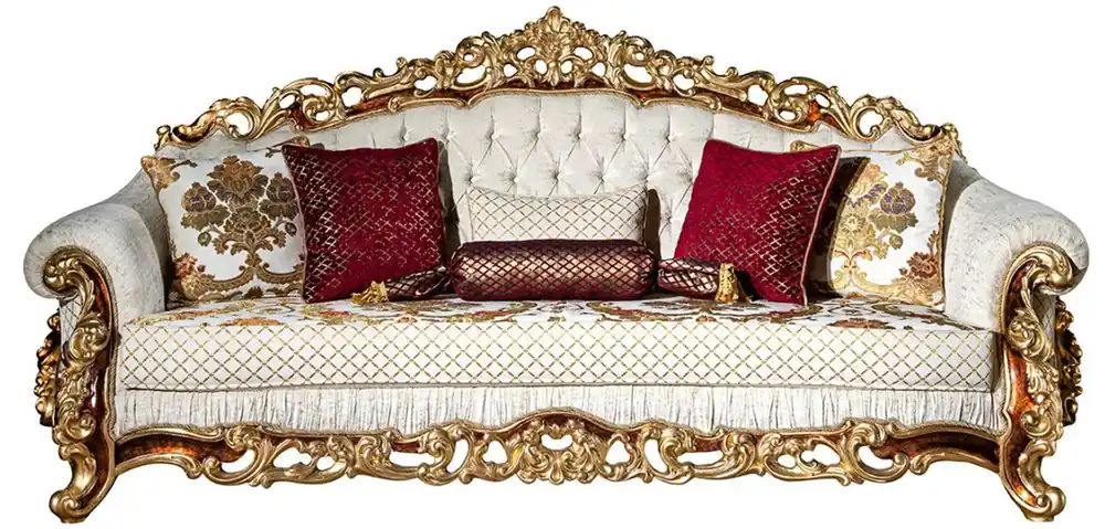 Solange Der Vorrat Reicht Casa Padrino Luxus Barock Sofa Weiß / Gold / Braun / Gold - Prunkvolles Wohnzimmer Sofa mit dekorativen Kissen - Barock Möbel