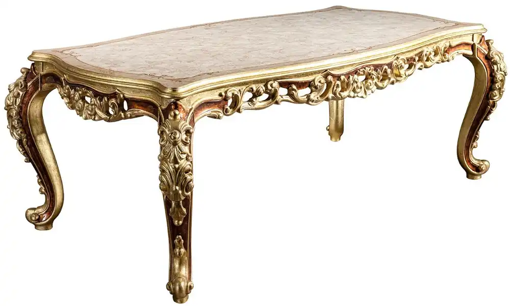Casa Padrino Luxus Barock Esstisch Creme / Beige / Braun / Gold 210 x 110 x H. 85 cm - Prunkvoller Massivholz Esszimmertisch - Esszimmer Möbel im Barockstil Rabatt