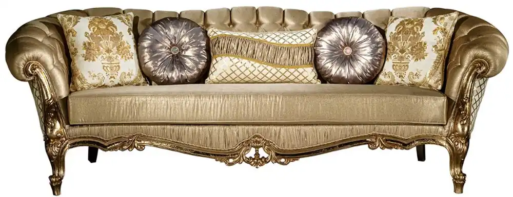 Casa Padrino Luxus Barock Sofa Gold / Weiß 268 x 110 x H. 87 cm - Prunkvolles Wohnzimmer Sofa mit dekorativen Kissen - Wohnzimmer Möbel im Barockstil Sale