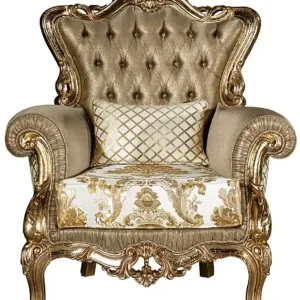 Schneller Versand Casa Padrino Luxus Barock Wohnzimmer Sessel mit dekorativem Kissen Gold / Weiß 98 x 90 x H. 117 cm - Prunkvolle Barock Möbel