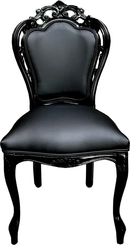 Top-Preis Casa Padrino Luxus Barock Esszimmer Stuhl Schwarz Lederoptik / Schwarz - Designer Stuhl - Luxus Qualität