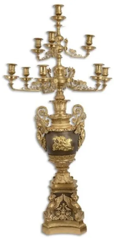 Casa Padrino Barock Kerzenhalter Gold / Bronze 62 x 62 x H. 122,5 cm - Prunkvoller vergoldeter Bronze Kerzenständer 10 flammig - Edel & Prunkvoll Saisonangebot