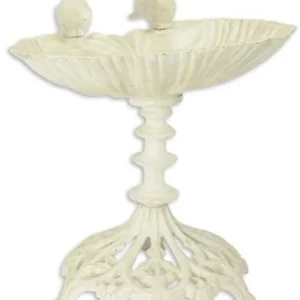 Casa Padrino Jugendstil Vogelbad mit 2 dekorativen Vögelchen Cremefarben 54 x H. 49,5 cm - Gusseisen Vogeltränke - Garten & Terrassen Deko Accessoires Sofort Bestellen