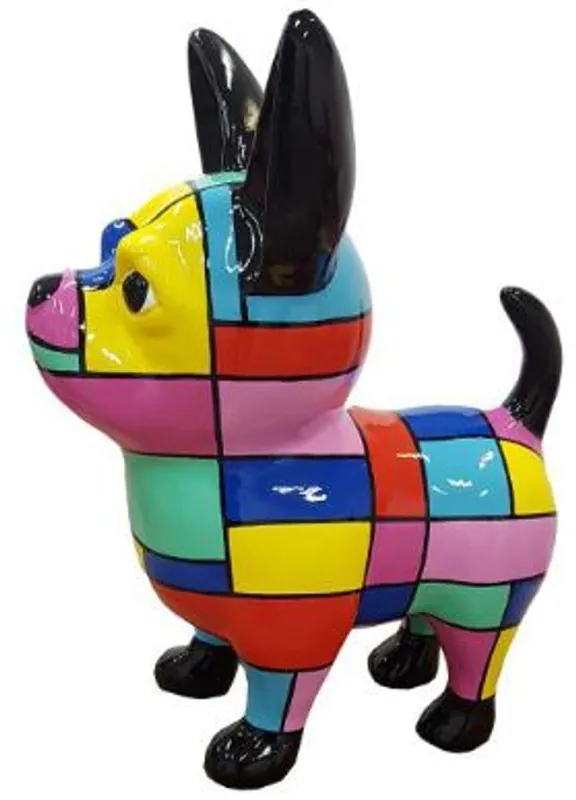 Casa Padrino Designer Dekofigur Chihuahua Hund Mehrfarbig H. 55 cm - Wetterbeständige Deko Skulptur - Wohnzimmer Deko - Garten Deko - Designer Deko Tierfigur Preisreduziert