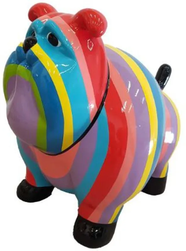Sonderangebot Casa Padrino Designer Dekofigur Alter Hund Bunt Gestreift 75 x H. 63 cm - Wetterbeständige Deko Skulptur - Wohnzimmer Deko - Garten Deko - Designer Deko Tierfigur