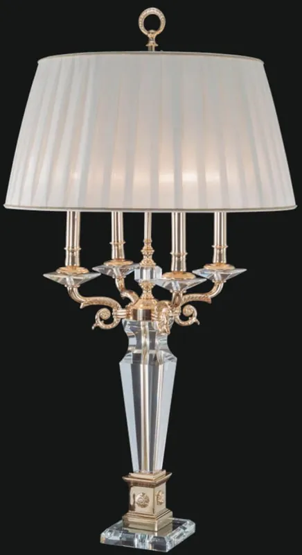 Rabatt Casa Padrino Luxus Barock Kristallglas Tischleuchte Gold / Weiß Ø 55 x H. 100 cm - Hotel & Restaurant Deko Accessoires - Edel & Prunkvoll
