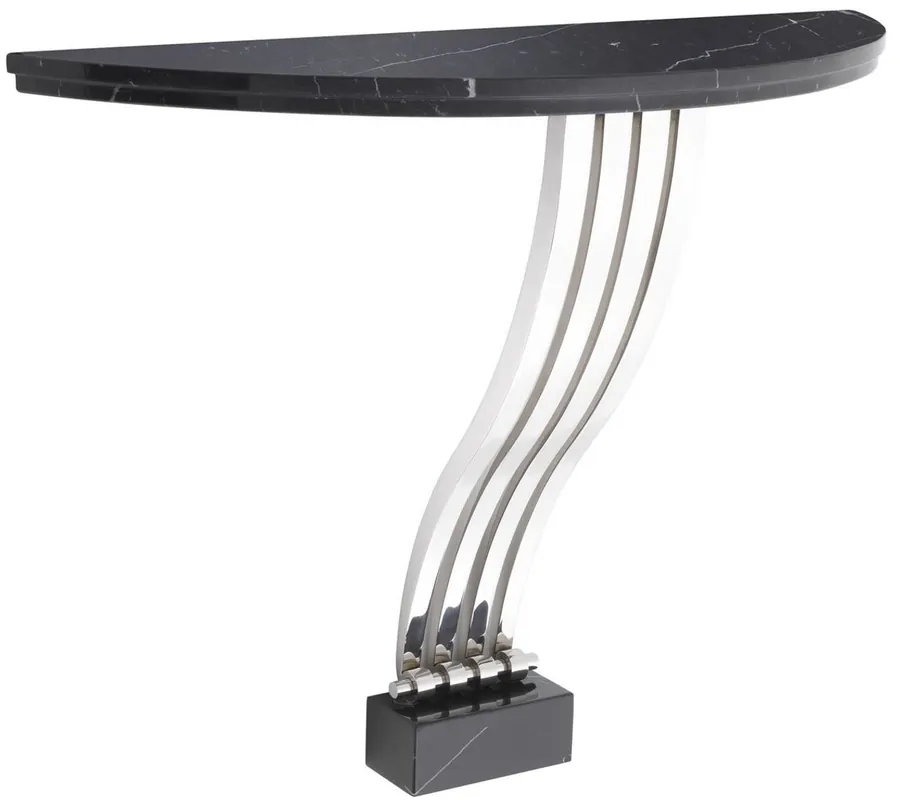 Casa Padrino Designer Konsole Schwarz / Silber 99 x 35 x H. 77,5 cm - Marmor Konsolentisch mit Edelstahl Gestell - Designer Möbel - Luxus Qualität Top-Seller