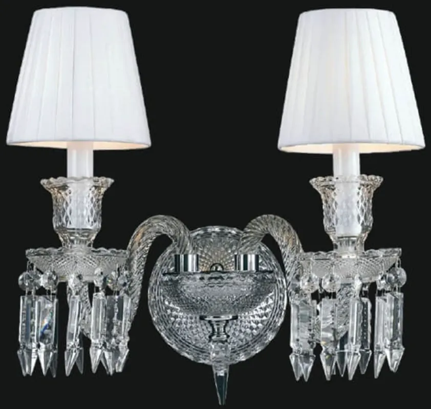 Rabatt Casa Padrino Luxus Barock Kristallglas Doppel Wandleuchte Silber / Weiß 42 x H. 42 cm - Prunkvolle Wandlampe im Barockstil