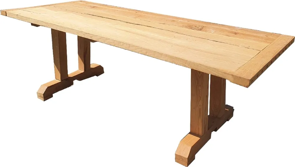 Casa Padrino Massivholz Esstisch Naturfarben 228 x 96 x H. 77 cm - Rustikaler Küchentisch aus massivem Eichenholz - Esszimmer Möbel Direktkauf
