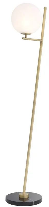 Zertifiziert Casa Padrino Luxus Stehleuchte Antik Messingfarben / Schwarz / Weiß 39 x 30 x H. 159 cm - Moderne Metall Stehlampe mit Marmorfuss und rundem Glas Lampenschirm - Luxus Qualität