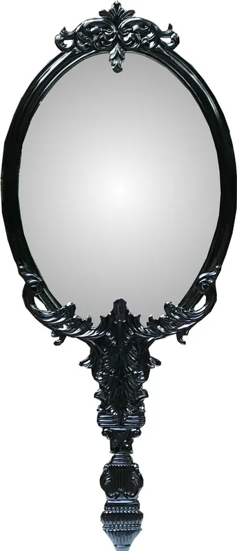 Casa Padrino Barock Wandspiegel im Handspiegel Design Schwarz 91 x 4 x H. 210 cm - Garderoben Spiegel - Wohnzimmer Spiegel - Schlafzimmer Spiegel - Barock Möbel Aktuell