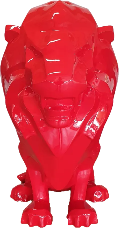 Casa Padrino Luxus Dekofigur Löwe Rot 90 x 80 x H. 170 cm - Riesige Wetterbeständige Deko Skulptur - Wohnzimmer Deko - Gartendeko Tierfigur Solange Der Vorrat Reicht