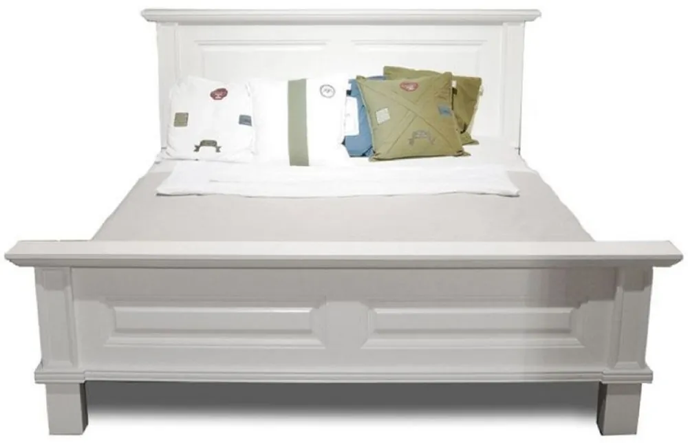 Casa Padrino Landhausstil Doppelbett Weiß 200 x 200 x H. 110 cm - Massivholz Bett - Landhausstil Schlafzimmer Möbel Highlight