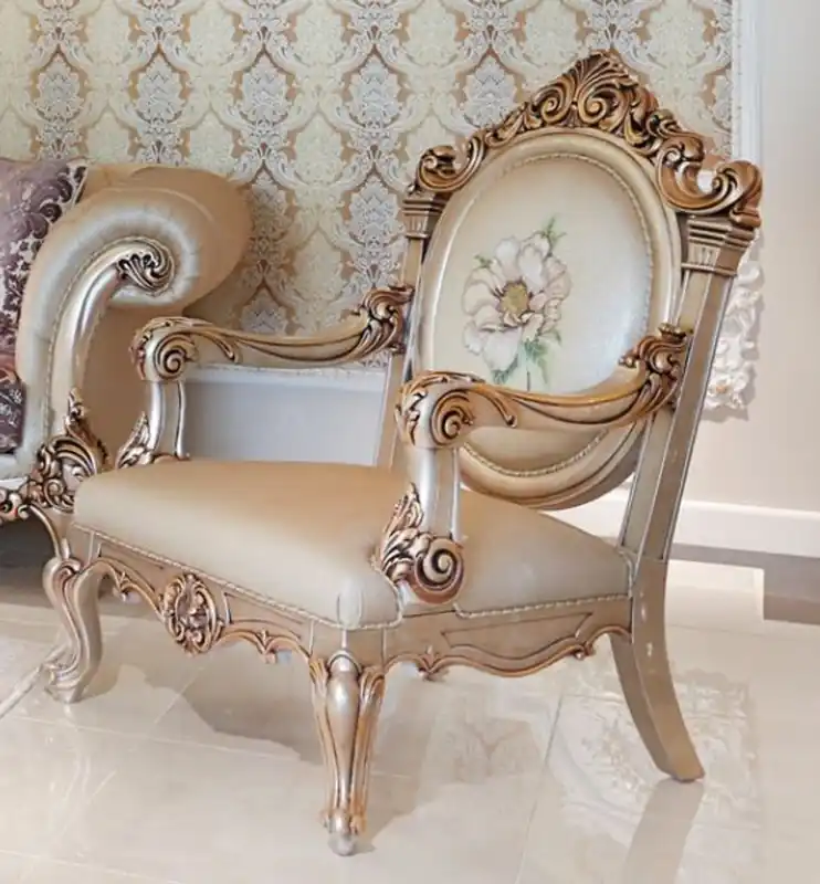 Casa Padrino Luxus Barock Sessel Beige / Kupferfarben 85 x 85 x H. 120 cm - Prunkvoller Wohnzimmer Sessel mit edlem Blumenmuster - Barock Wohnzimmer Möbel Heißes Angebot