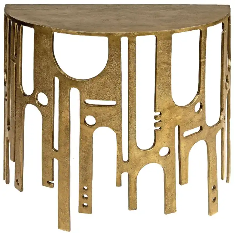 Casa Padrino Designer Aluminium Konsole Bronzefarben 90 x 45 x H. 75 - Halbrunder Konsolentisch - Wohnzimmer Möbel - Luxus Kollektion Kracherpreis