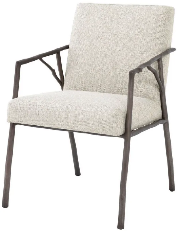 Casa Padrino Luxus Esszimmerstuhl Naturfarben / Bronze 56 x 61 x H. 83 cm - Edler Küchenstuhl mit Armlehnen - Luxus Esszimmer Möbel Aktuell