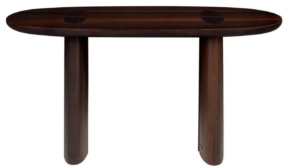 Casa Padrino Luxus Eukalyptus Furnier Konsole Dunkelbraun 140 x 45 x H. 75 cm - Massivholz Konsolentisch - Wohnzimmer Möbel - Luxus Qualität Aktuell