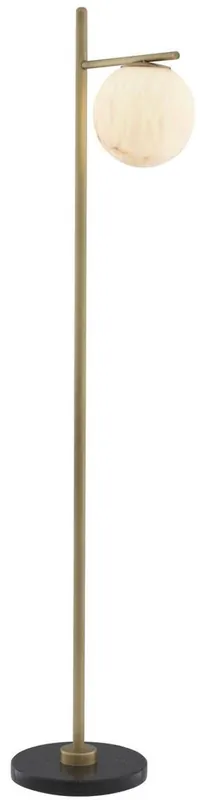 Casa Padrino Luxus Stehleuchte Antik Messingfarben / Alabaster / Schwarz 45 x 29 x H. 162 cm - Moderne Wohnzimmer Lampe mit rundem Alabaster Lampenschirm und Marmorfuß - Luxus Kollektion Ausverkauf