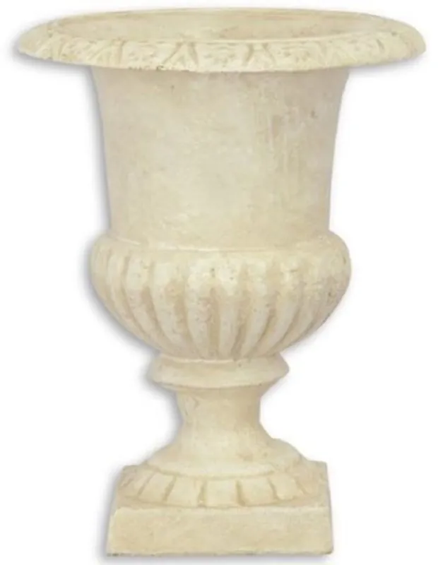 Casa Padrino Barock Vase Creme Ø 17 x H. 21,8 cm - Kleine runde Gusseisen Blumenvase - Garten Deko Vase - Barock Deko Accessoires Neu Im Sortiment