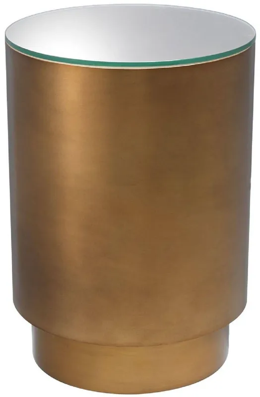 Casa Padrino Luxus Beistelltisch Antik Messingfarben Ø 40 x H. 56,5 cm - Runder Stahl Tisch mit Glasplatte - Wohnzimmer Möbel - Luxus Möbel Beliebt