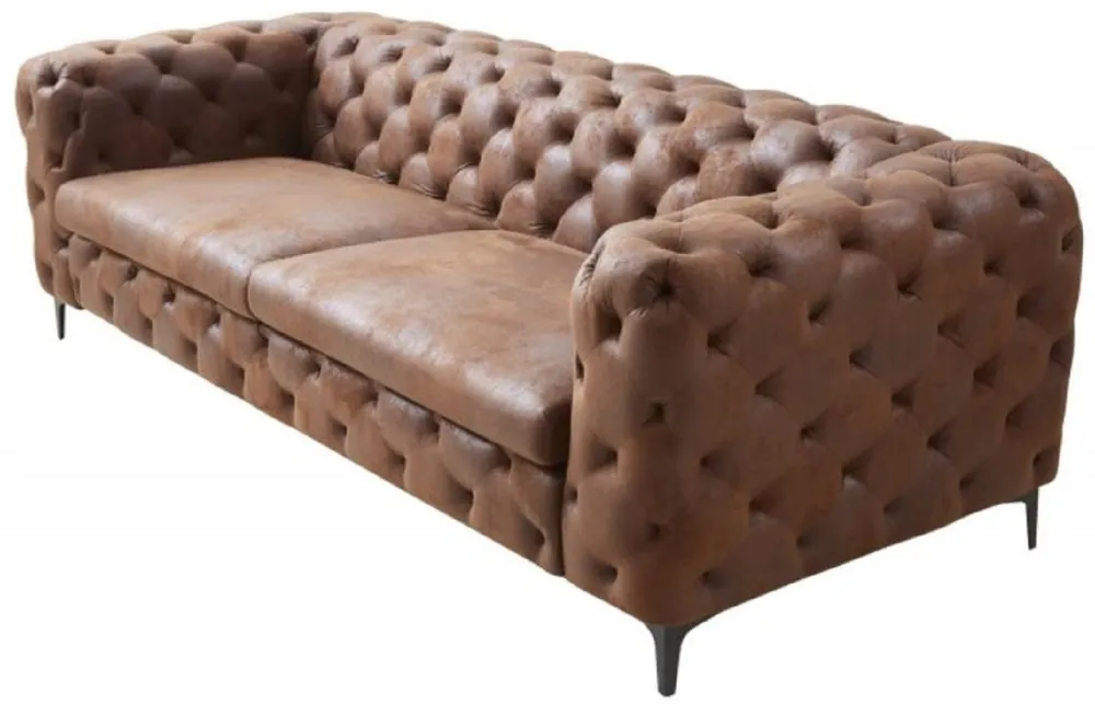 Casa Padrino Chesterfield Wohnzimmer Sofa Antik Braun 240 x 97 x H. 73 cm - Chesterfield Wohnzimmer Möbel Online Kaufen