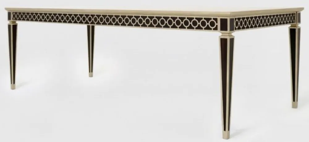 Neu Casa Padrino Luxus Barock Esstisch Schwarz / Silber 240 x 110 x H. 78 cm - Massivholz Küchentisch - Esszimmertisch - Esszimmer Möbel im Barockstil