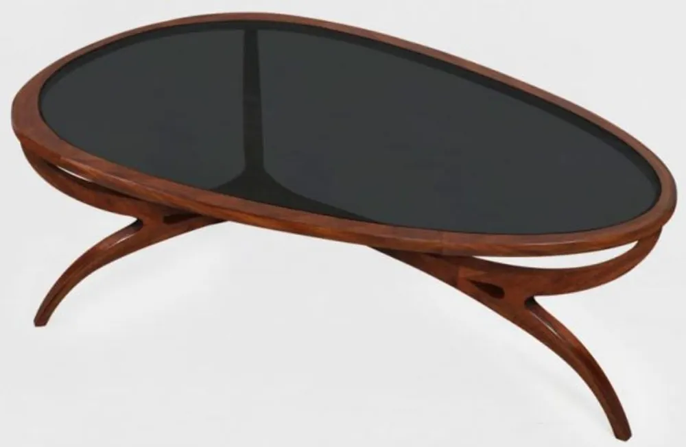 Nur Für Kurze Zeit Casa Padrino Luxus Art Deco Couchtisch Braun / Schwarz 130 x 88 x H. 46 cm - Edler Massivholz Wohnzimmertisch mit Glasplatte - Wohnzimmer Möbel